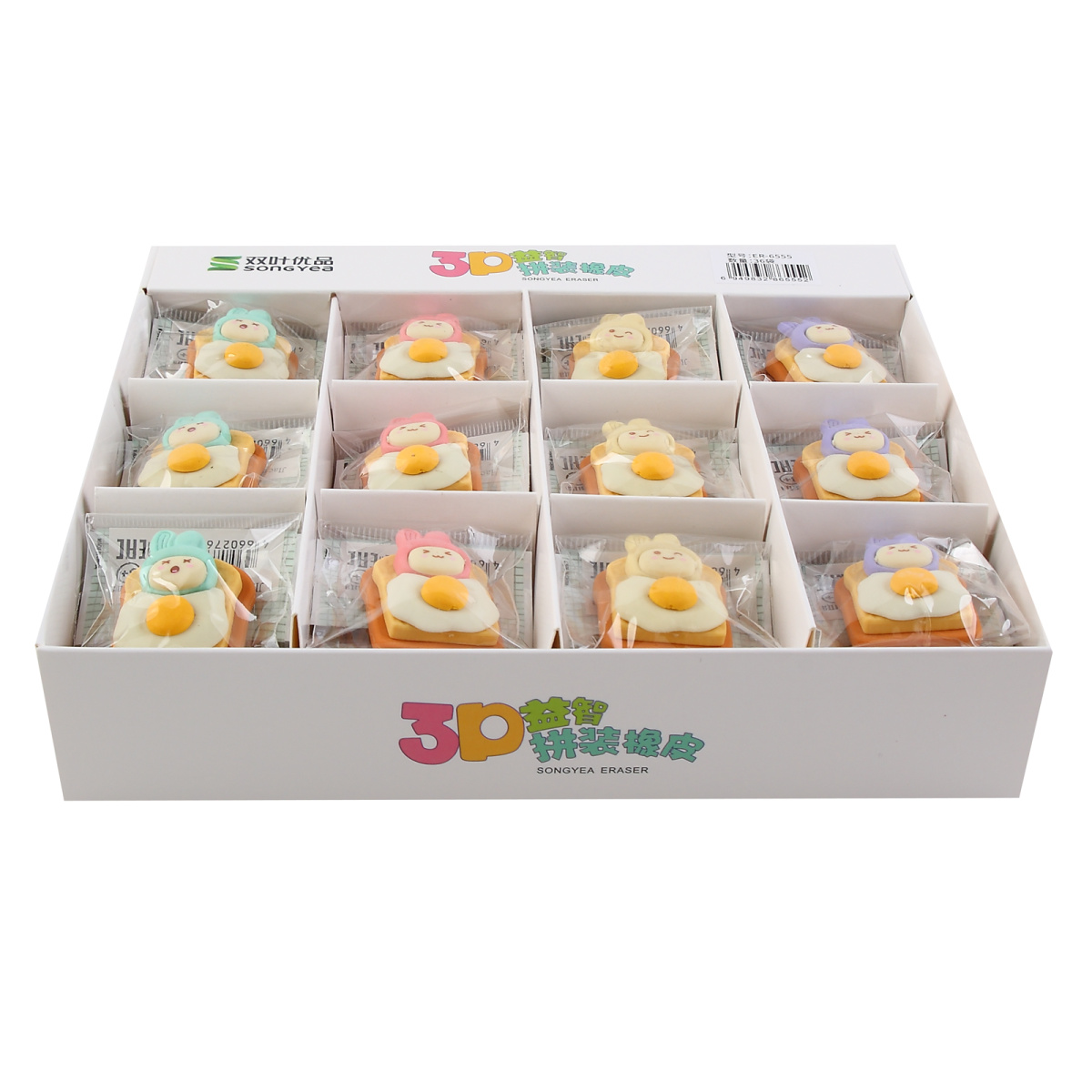 Ластик кокос "яичница" 40х30х13мм асс-т