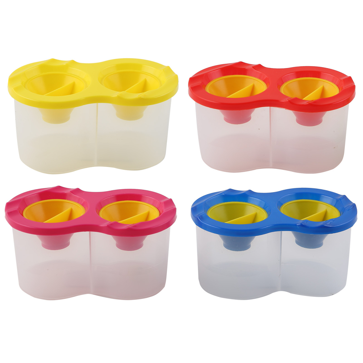 Стакан для кистей "непроливайка" двойной кокос с крышкой асс-т