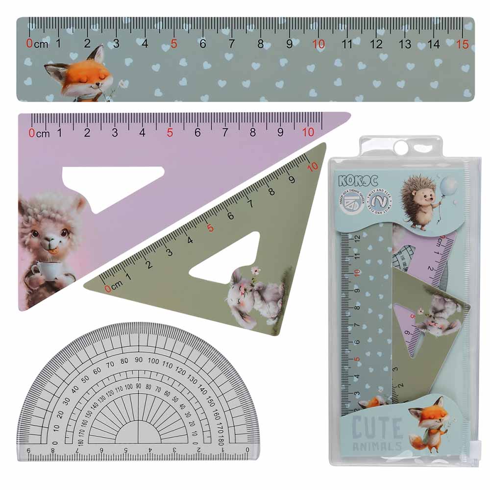 Набор линеек "cute animals" (кокос) малый (4 пред.) асс-т