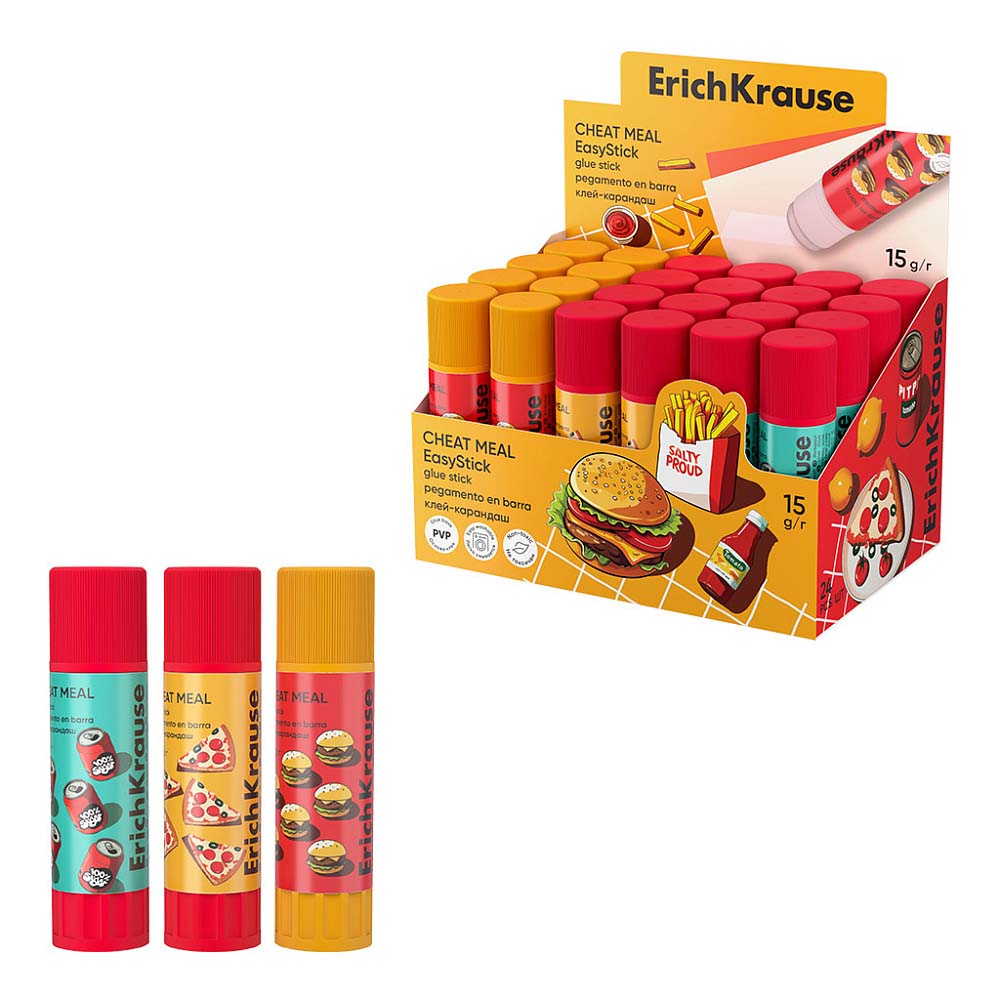 Клей-карандаш erich krause "easy stick cheat meal" 15г pvp асс-т