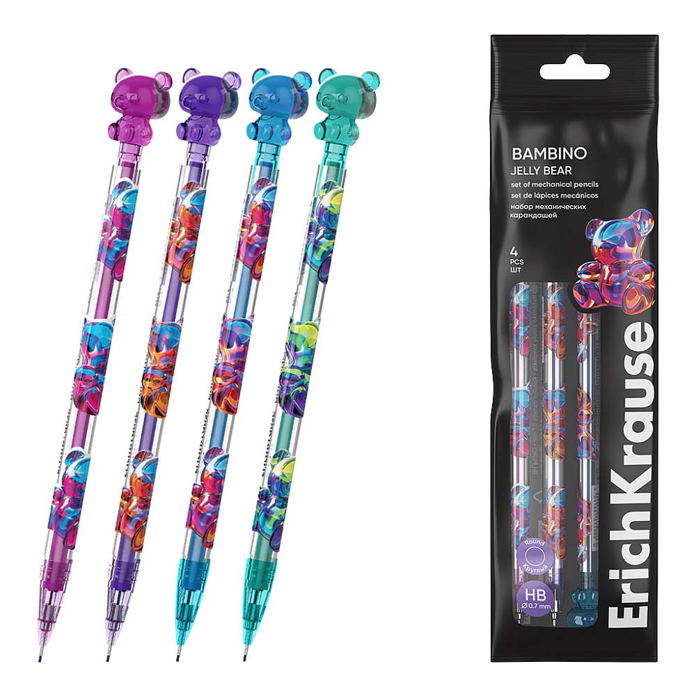Карандаш авт. 0,7мм erich krause "bambino. jelly bear" hb