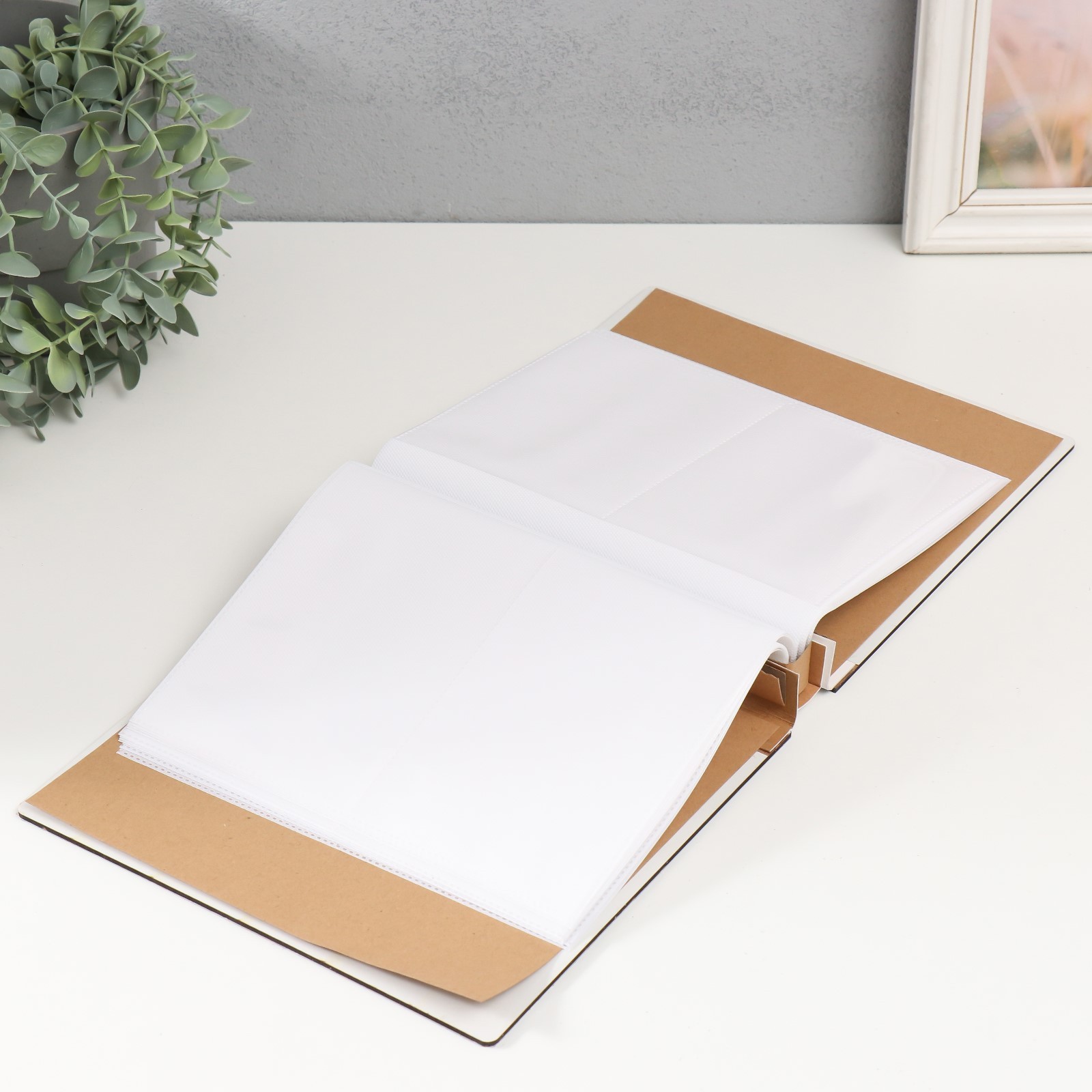 Альбом для фото на 100ф. 10х15см "пальмовые листья на белых дощечках"