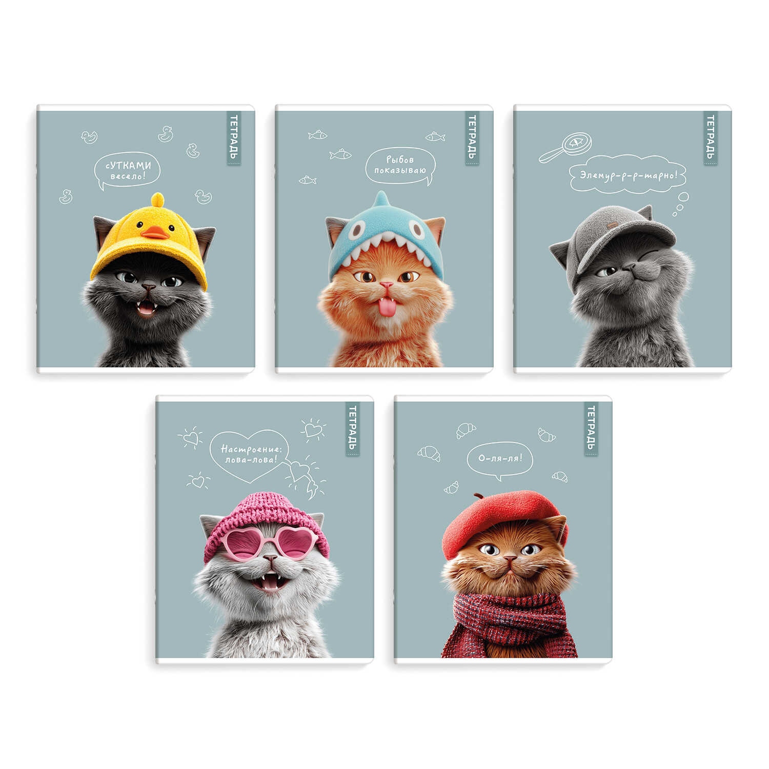 Тетрадь 48л. кл. "коты в школе" (феникс+) б/б,выб.твин лак,асс-т