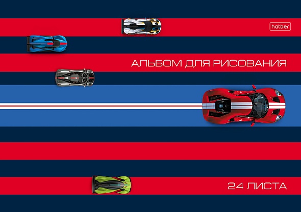Альбом д/рис. а4 24л.скрепка "автоспорт" (hatber) асс-т