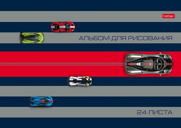 Альбом д/рис. а4 24л.скрепка "автоспорт" (hatber) асс-т