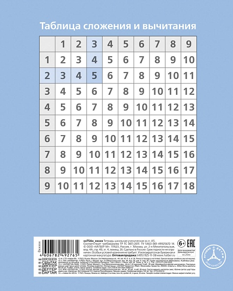 Тетрадь 12л. кр.кл. "голубая дымка" (hatber) б/б