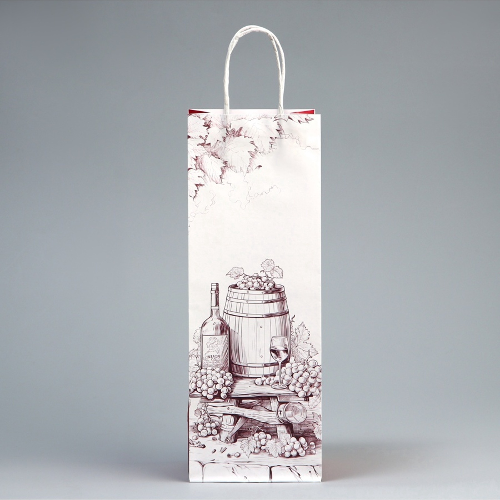 Пакет подарочный крафт под бутылку "подарок для тебя" (13х36х10см)