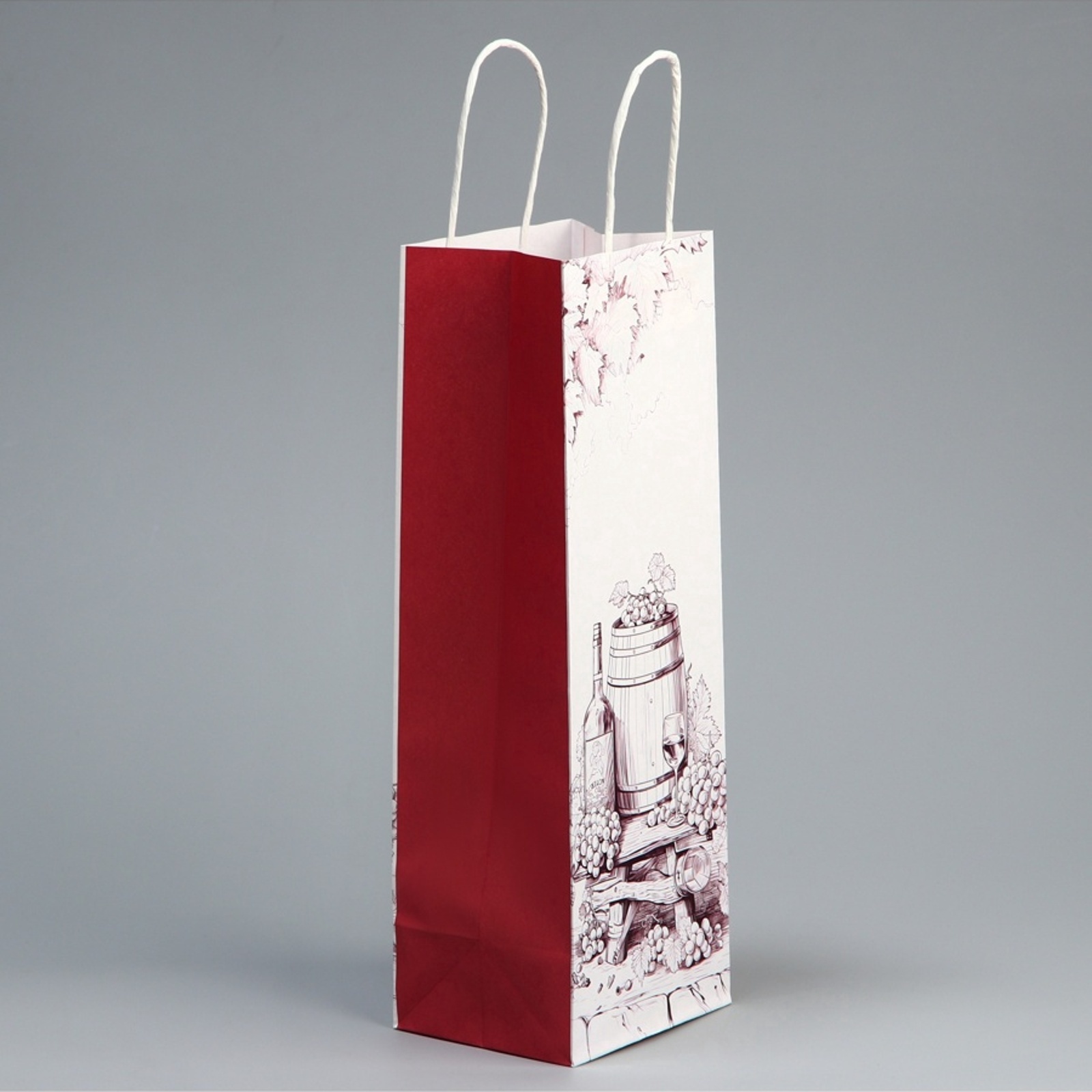 Пакет подарочный крафт под бутылку "подарок для тебя" (13х36х10см)