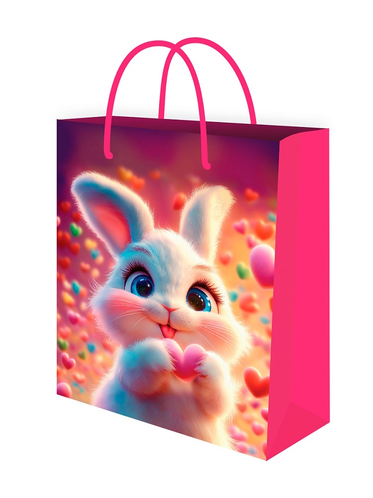 Пакет подарочный "зайка с сердечком" (11,5х14,5х6см)