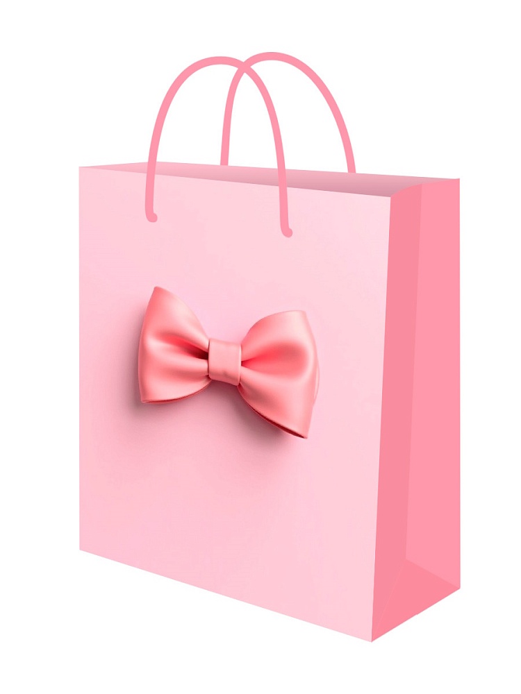 Пакет подарочный "розовый бант" (11,5х14,5х6см)