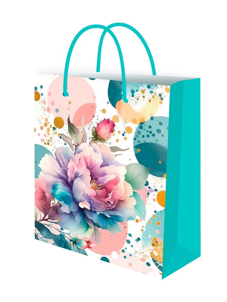 Пакет подарочный "акварельные цветы" (11,5х14,5х6см)