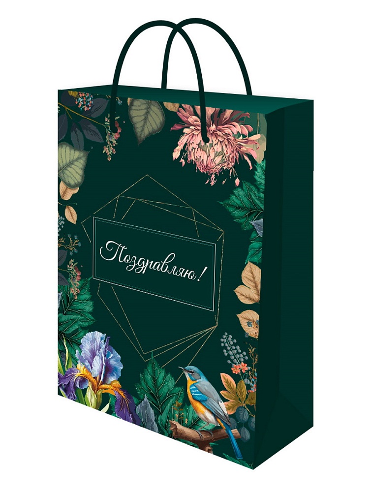Пакет подарочный "лесные мотивы" (22х31х10см)