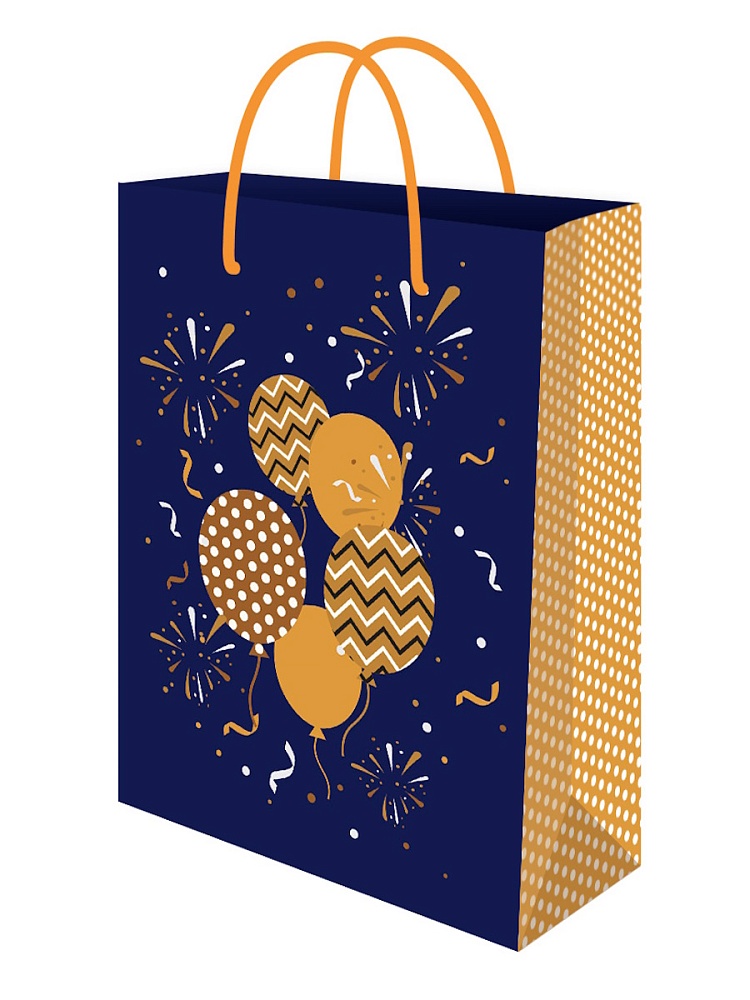 Пакет подарочный "золотистые шары" (22х31х10см)