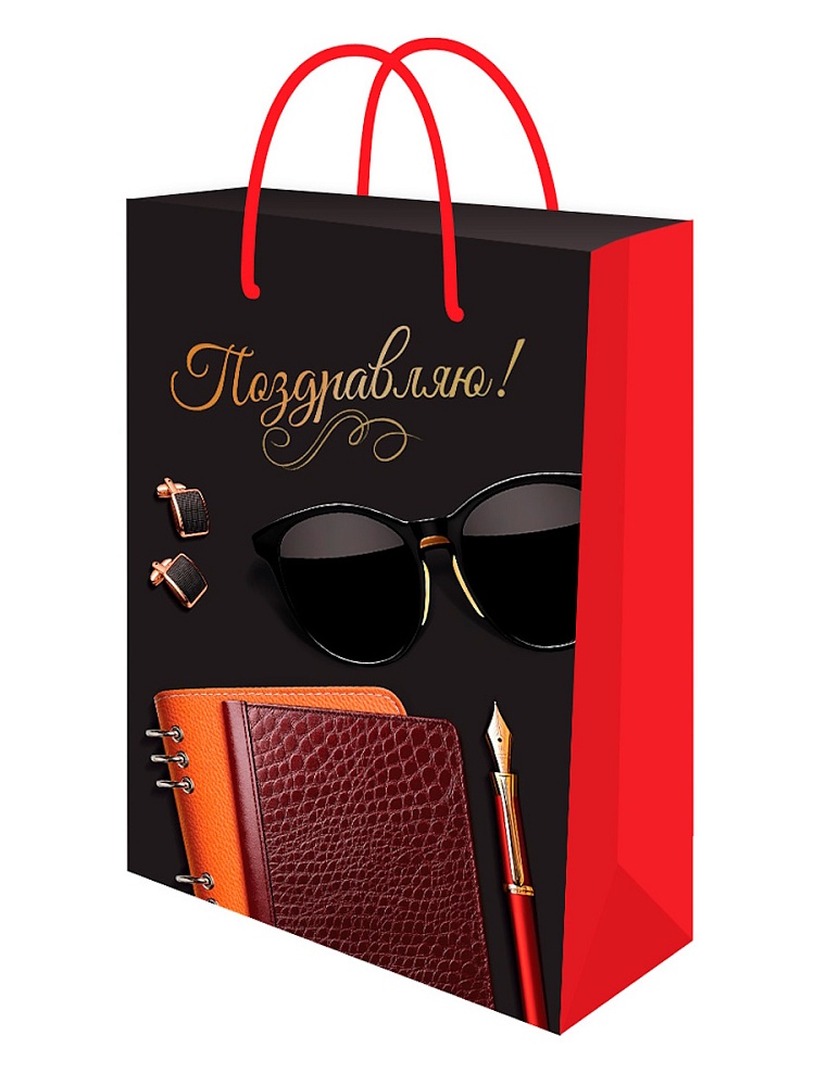 Пакет подарочный "мужские аксессуары" (22х31х10см)