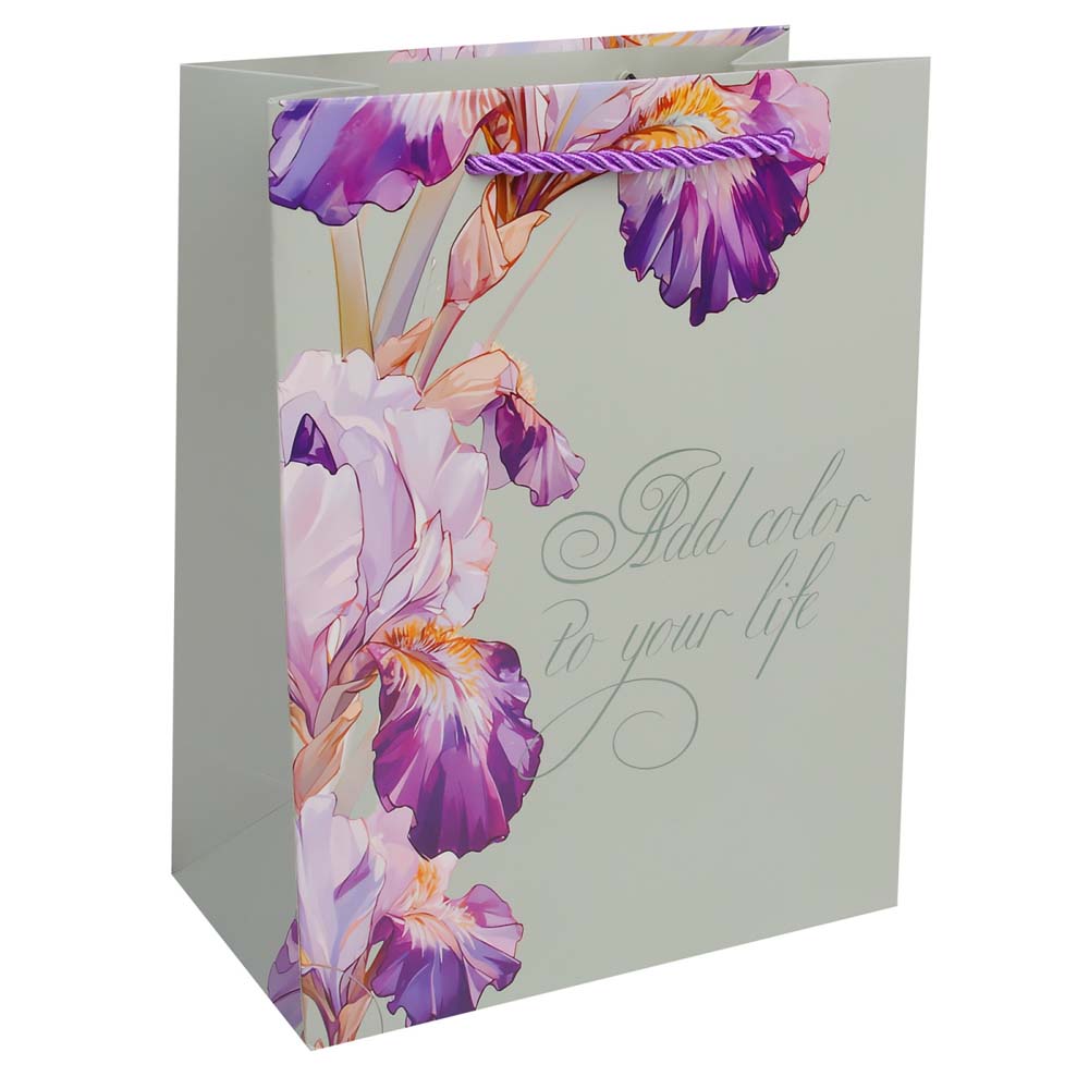 Пакет подарочный "ирисы" (18х23х10см)