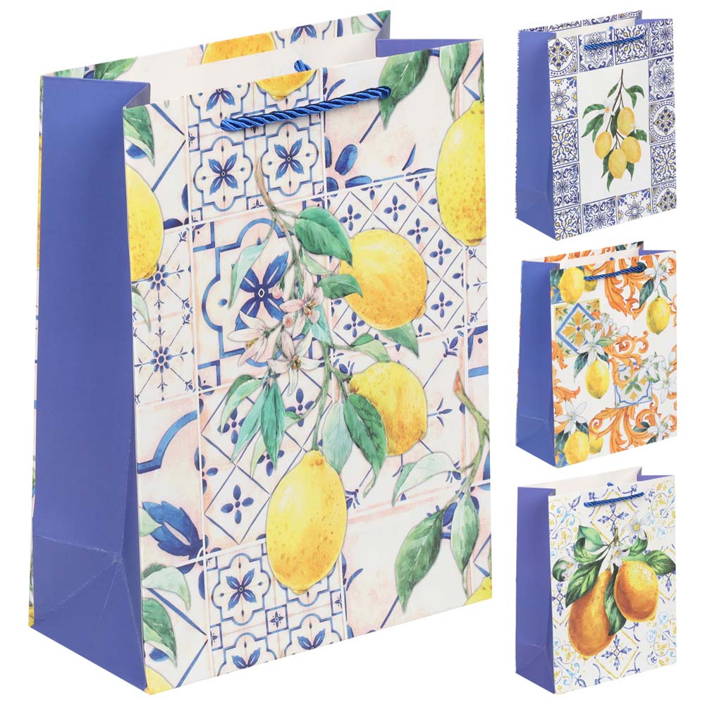Пакет подарочный "лимоны" (18х24х8,5см) асс-т