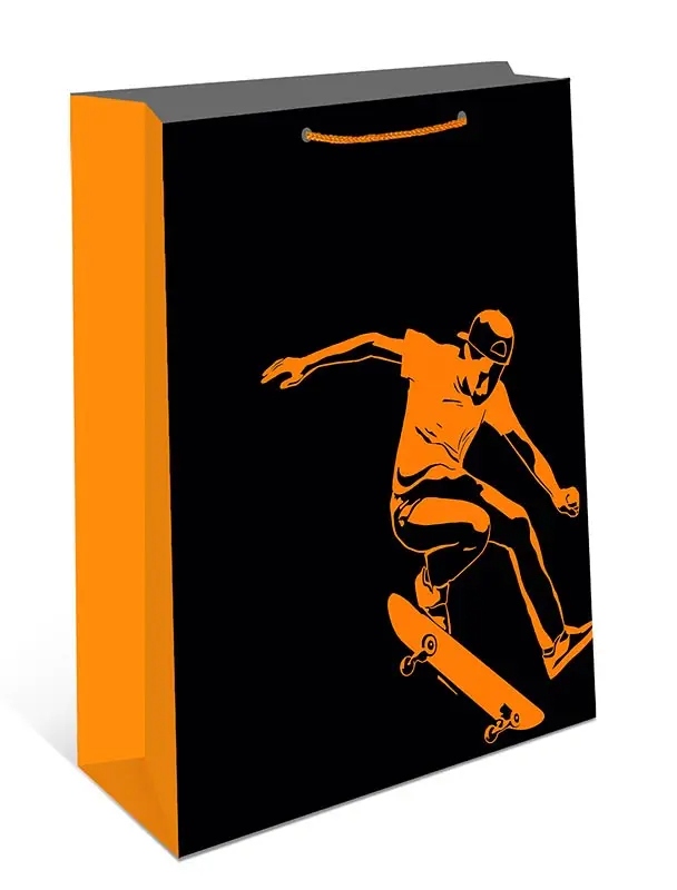 Пакет подарочный "скейтбордист" (26х32см)