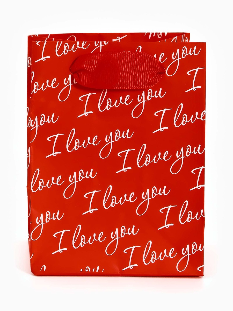 Пакет подарочный "love you" (9х12х6,5см)