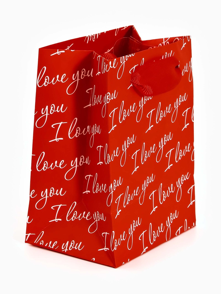 Пакет подарочный "love you" (9х12х6,5см)