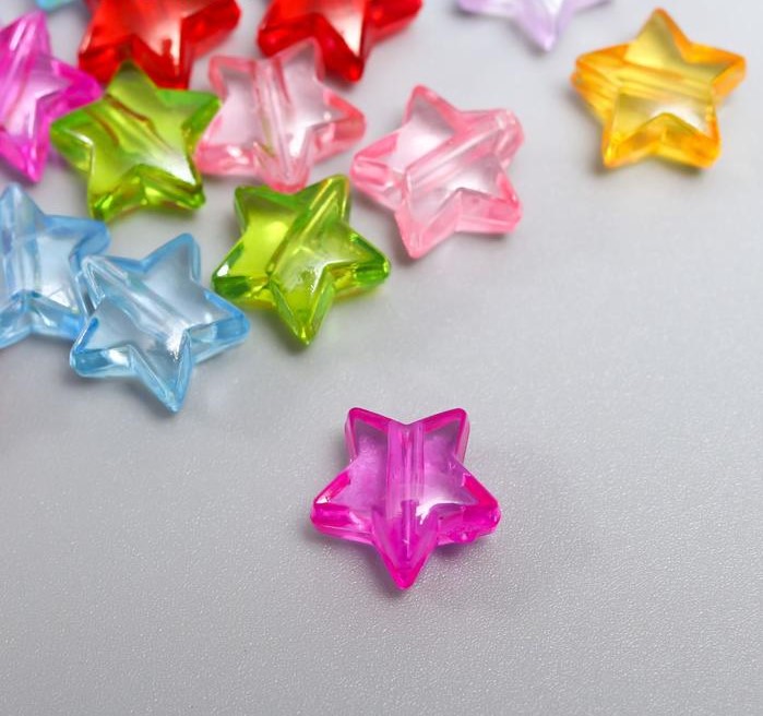 Бусины "звездочка" прозрачные 0,9см 50шт пластик