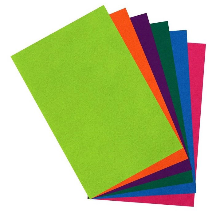 Набор фетра для рукоделия "яркие цвета" 6 л. 6цв. 2мм