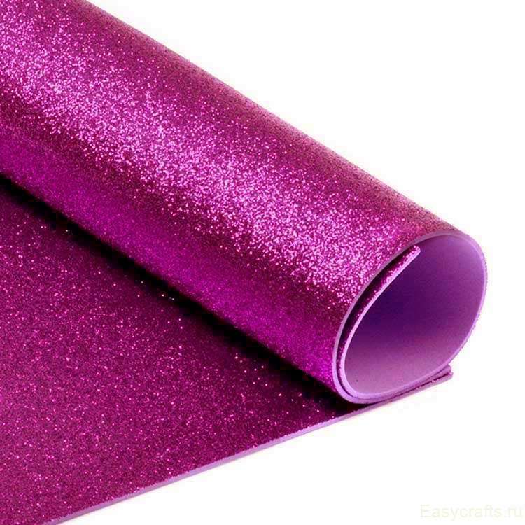 Фоамиран глиттерный 2мм 20х30см малиновый