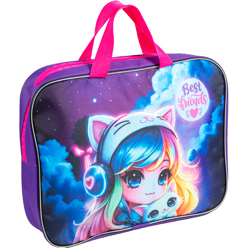 Папка текстиль с ручками а4+ attomex "best friends" на молнии