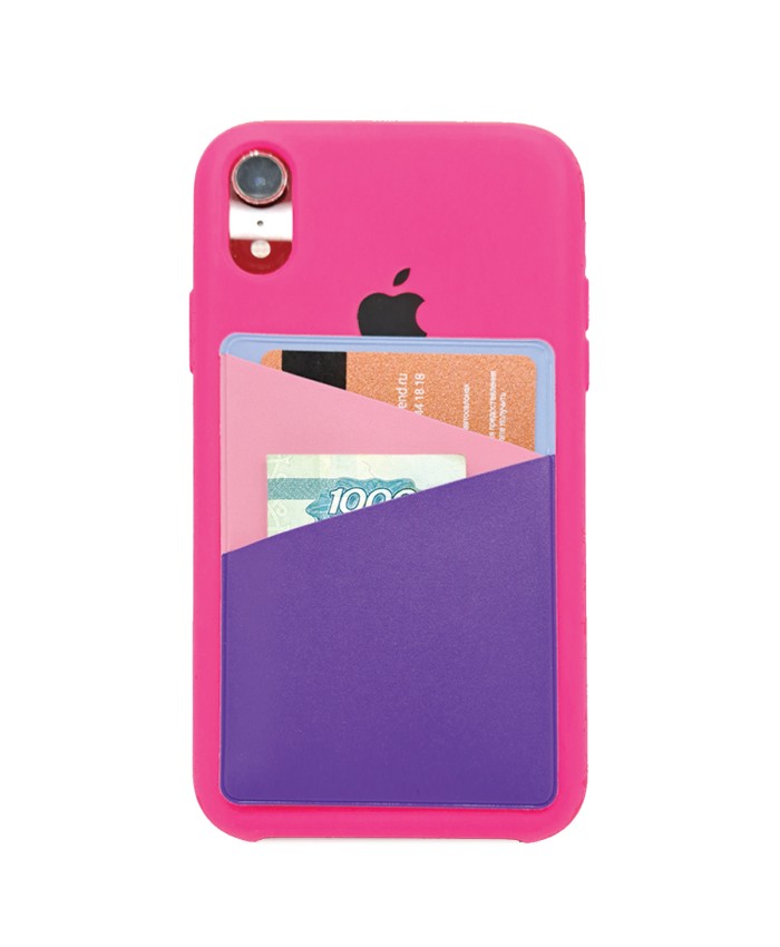 Обложка-карман для карт самоклеящ. фиол./цветной 65х98мм пвх