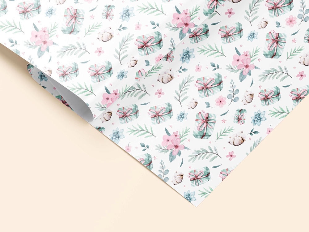 Бумага упаковочная 70х100см "нежность"