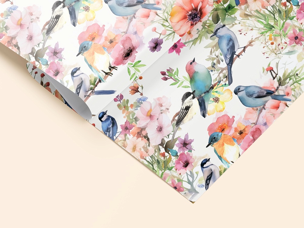 Бумага упаковочная 70х100см "птички в саду"