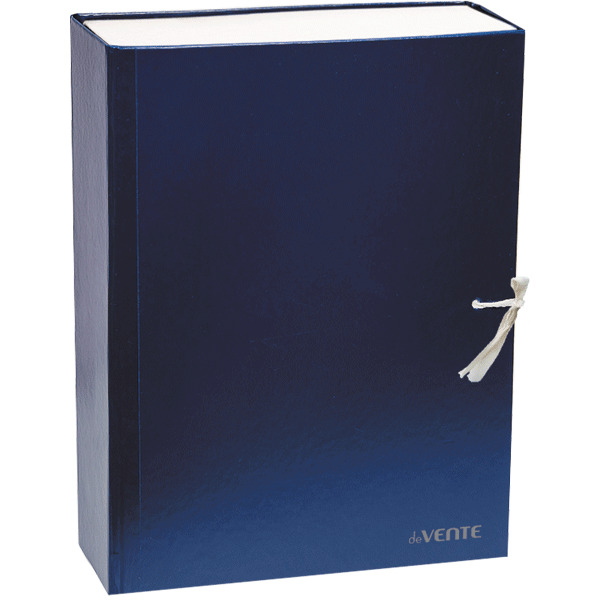 Папка-короб архивная бумвинил 10см 2 завязки синяя