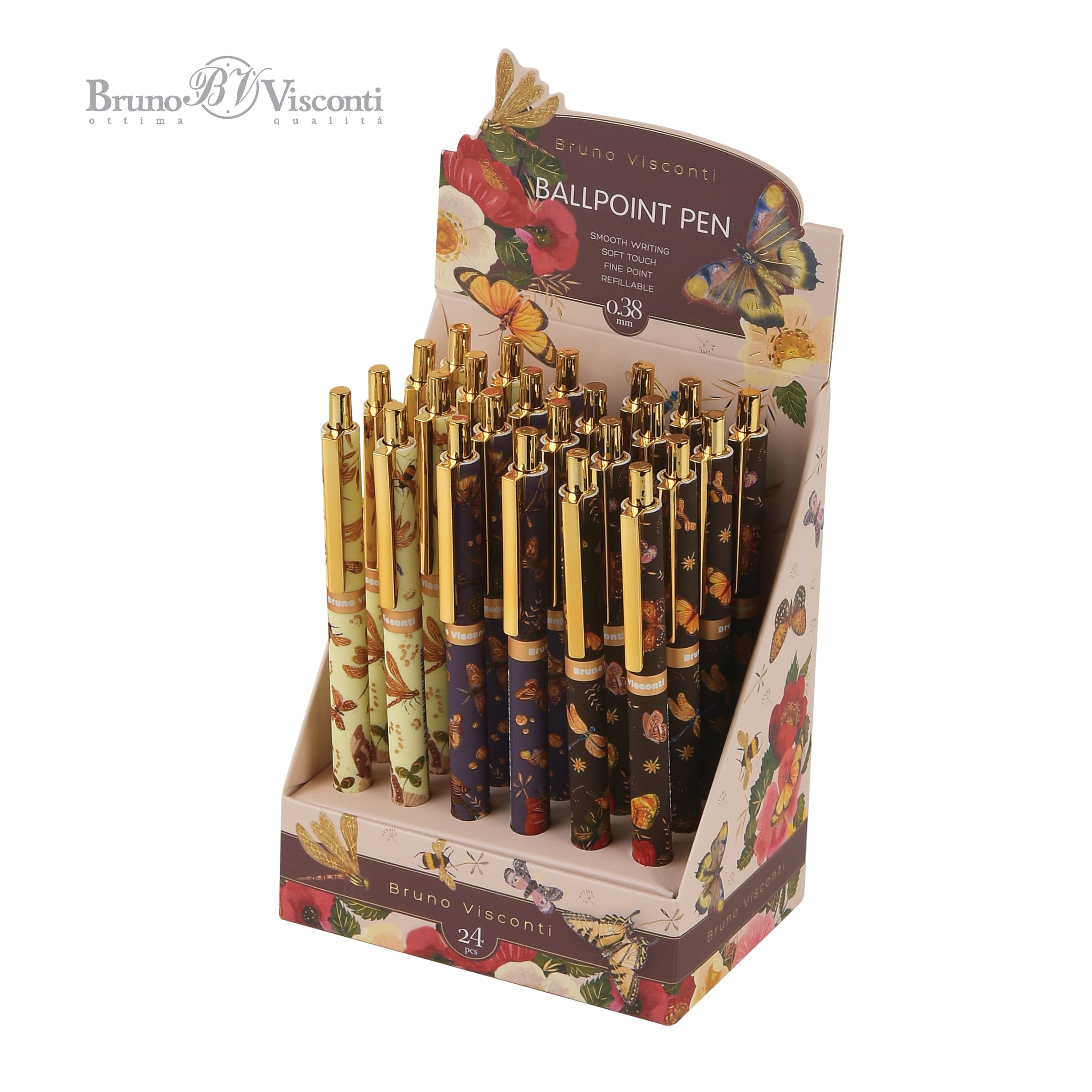 Ручка шар. авт. bruno visconti "fauna. бабочки" 0,38мм синяя