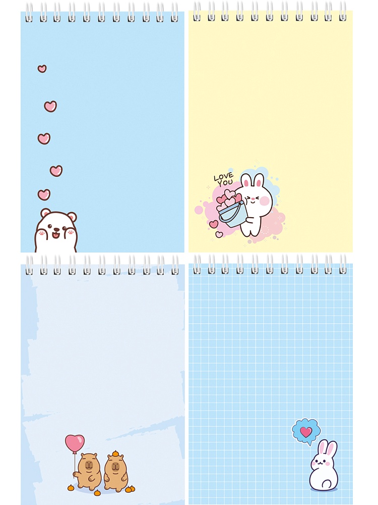 Блокнот а6 гребень 40л. кл. "милые животные-9" (проф-пресс) асс-т