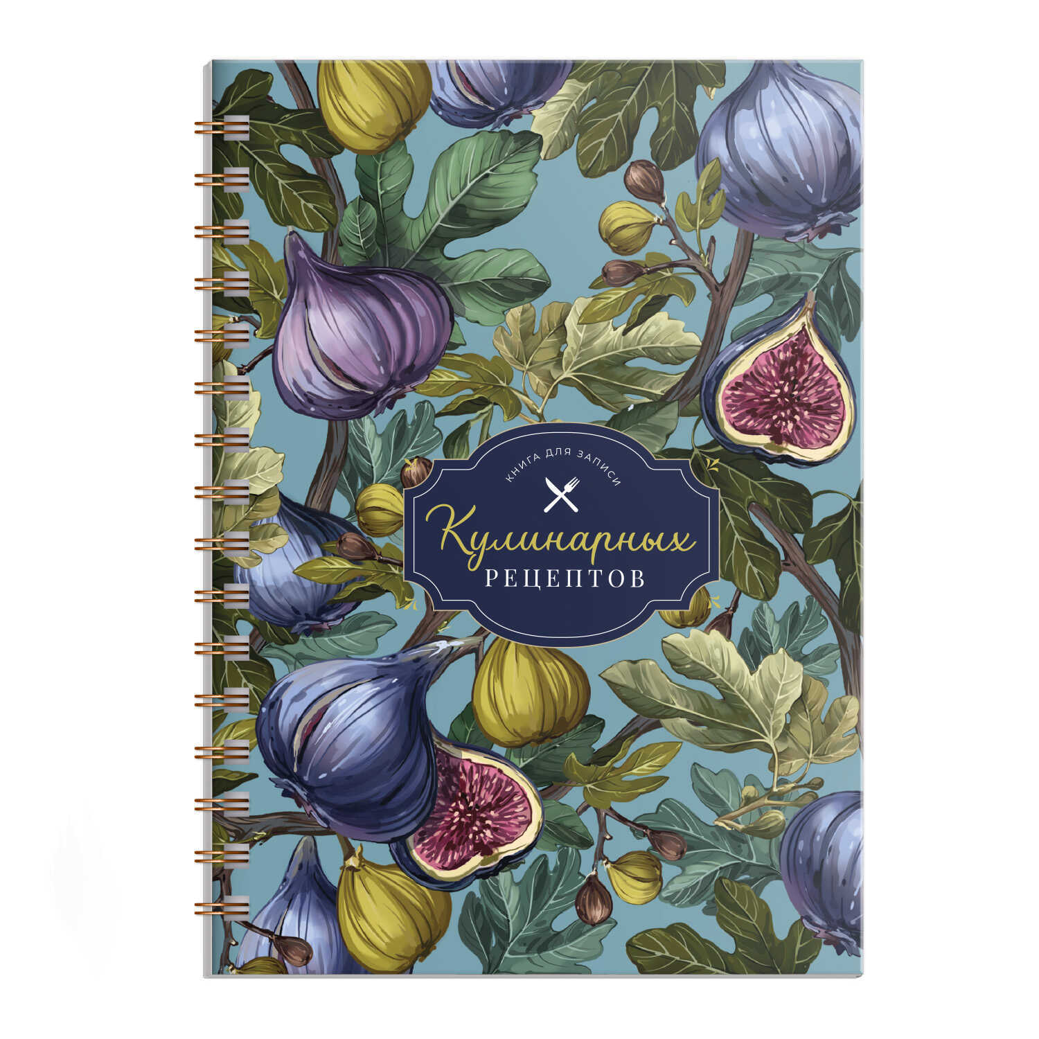 Блокнот для кулинарных рецептов а5 пласт.обл. гребень 60л. "инжир" (феникс+)