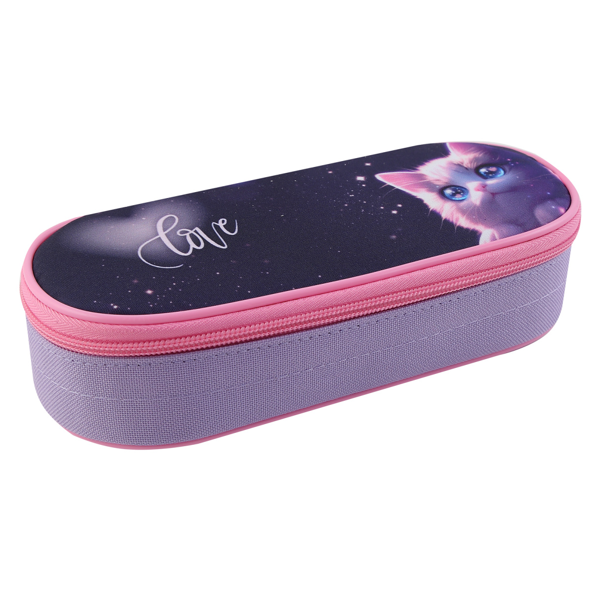 Пенал овал кокос "love cat" 210х90х50мм ткань