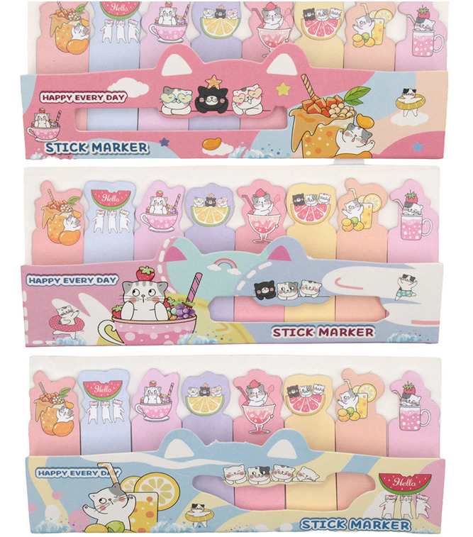 Закладки с липким краем "котики и сладости" 5шт. по 20 л.