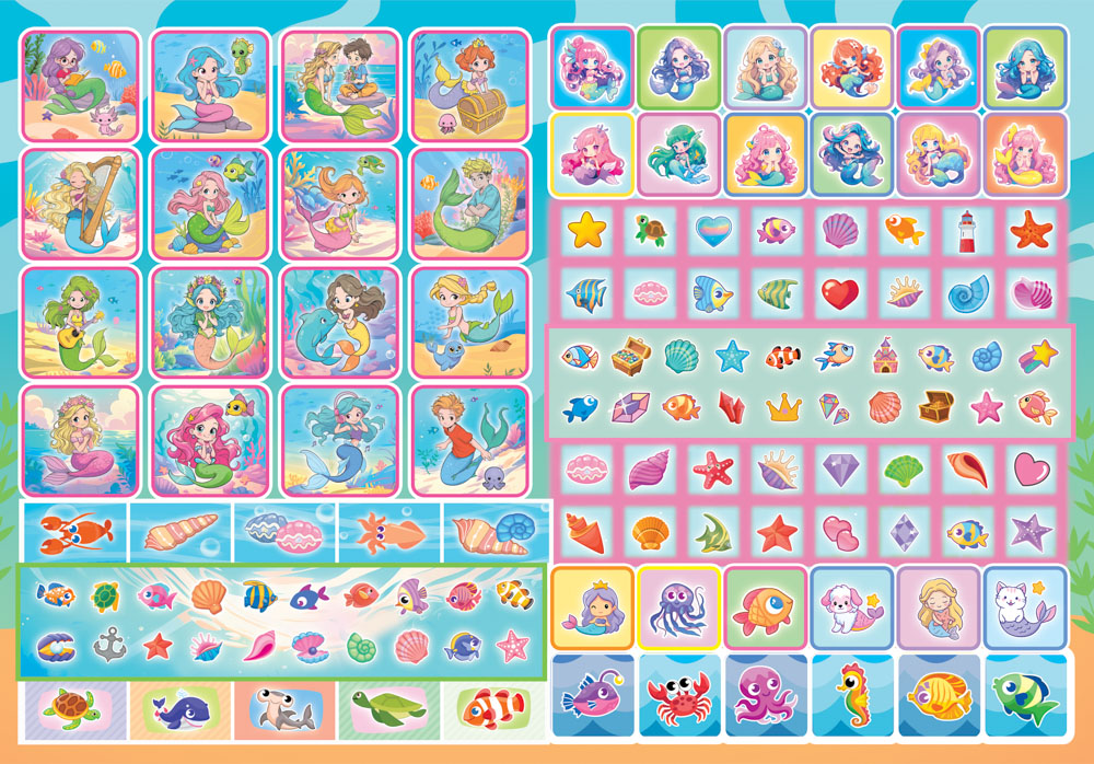 Раскраска "русалочки" с наклейками а4