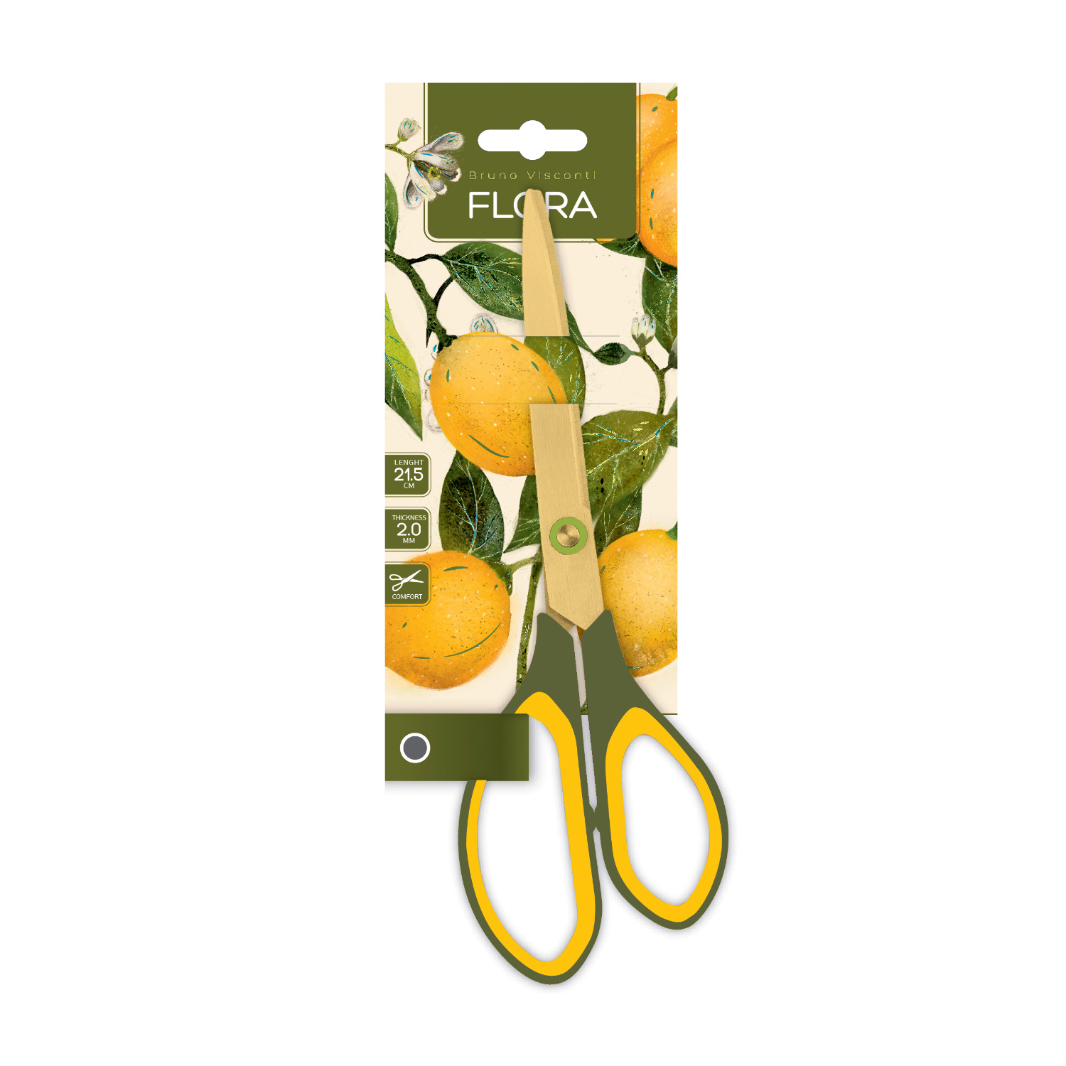 Ножницы канц. "bruno visconti "flora. paradise. lemons" 215мм прорез. к-ца