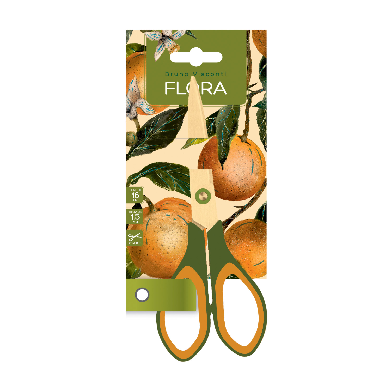 Ножницы канц. " bruno visconti "flora. paradise. oranges" 160мм резин.вставка