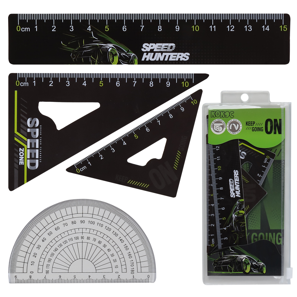 Набор линеек "auto fight" гибкий 4пр. асс-т