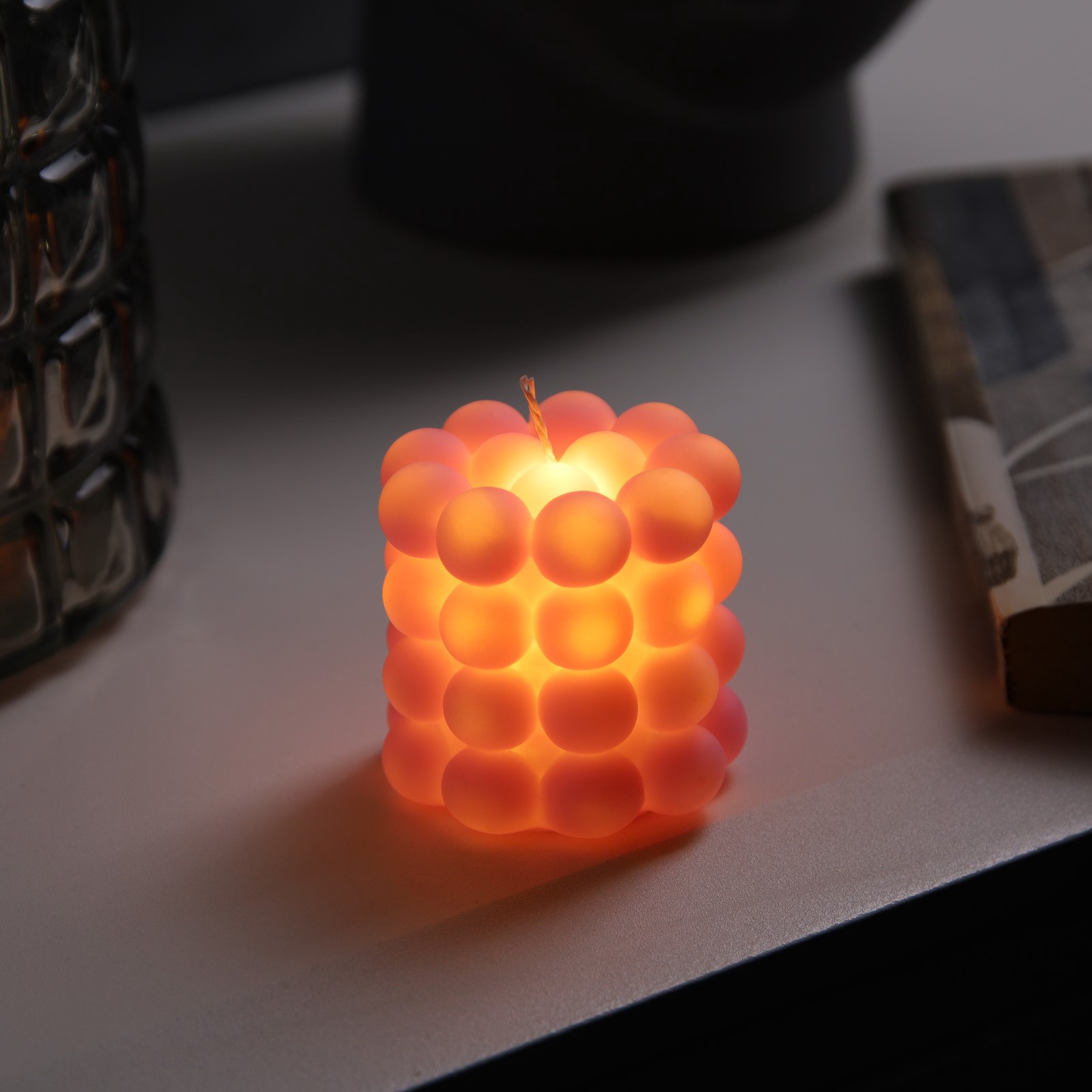 Фигура светодиодная "свеча шарики" розовая 5х5см на батарейках