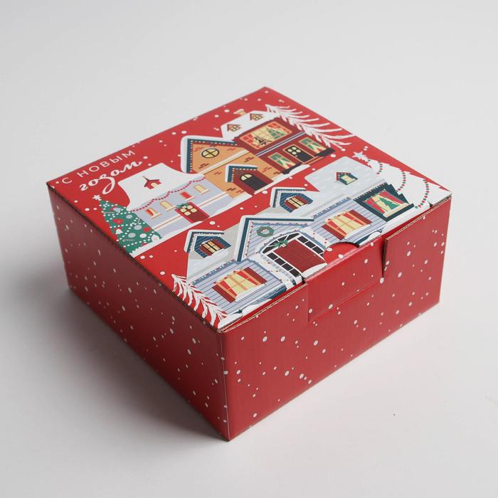 Коробка "зимний город" 15х15х7см
