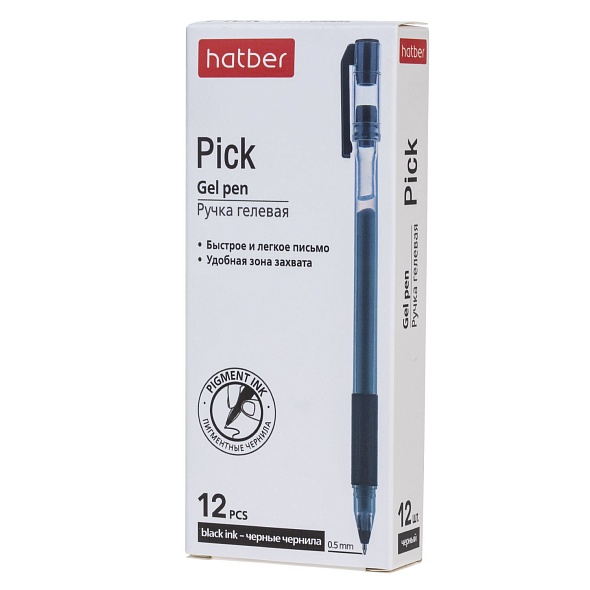ручка гел. "hatber pick" черная 0,5мм с резиновым грипом Ручка гел. "hatber pick" черная 0,5мм с резиновым грипом
