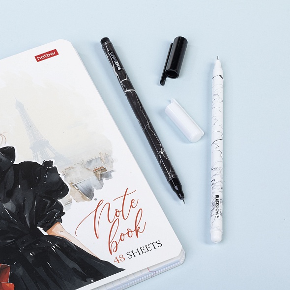 Ручка гел. "hatber black&white" черная 0,5мм