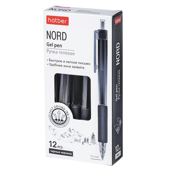 Ручка гел. "hatber nord" черная 0,5мм