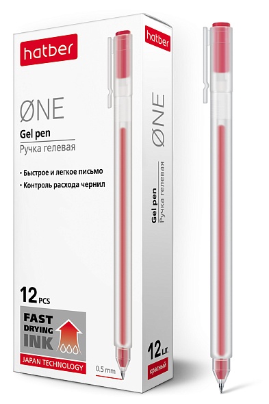 Ручка гел. "hatber one" красная 0,5мм