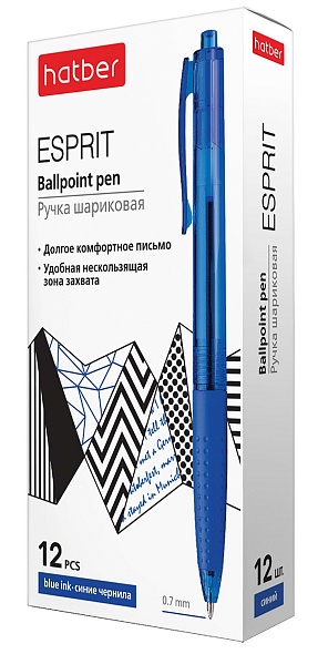 ручка шар. авт. hatber "esprit" синяя 0,7мм Ручка шар. авт. hatber "esprit" синяя 0,7мм