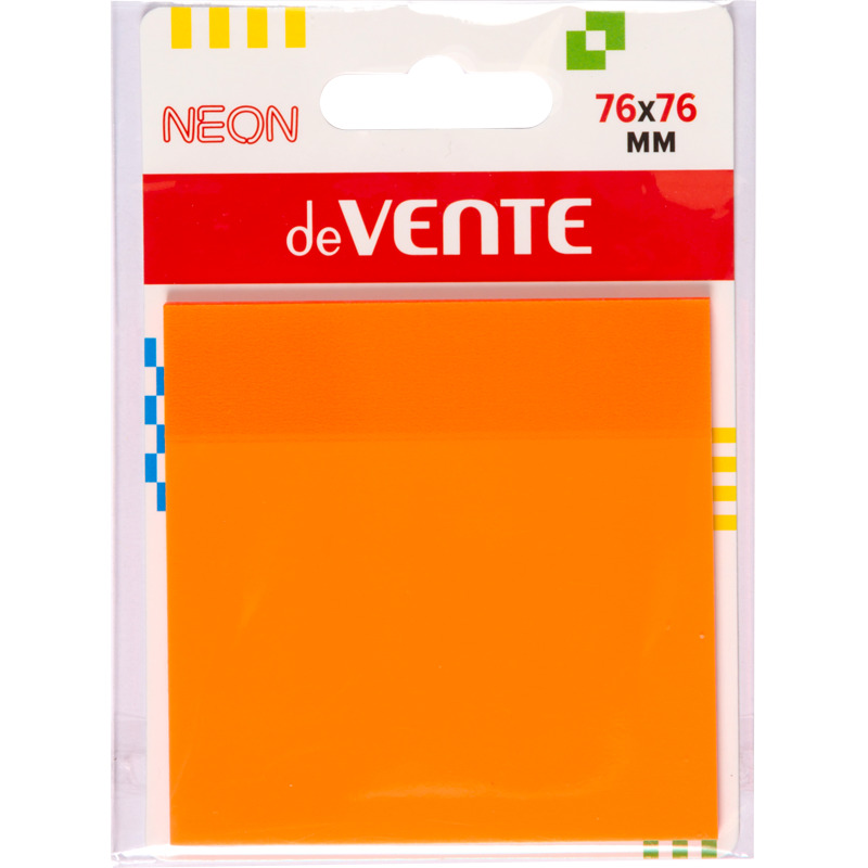 Блок д/зам.с липким краем devente 76х76 неон оранж.50л.пластик