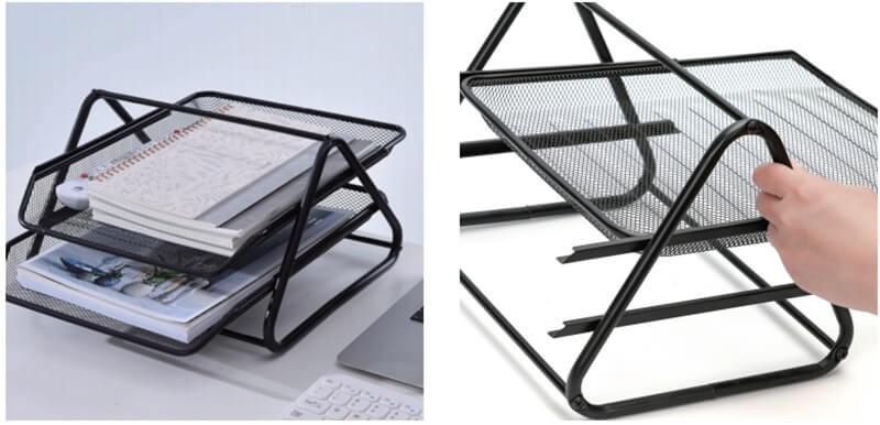 Лоток для бумаг и папок 2 секц. металл. сетчатый чёрный