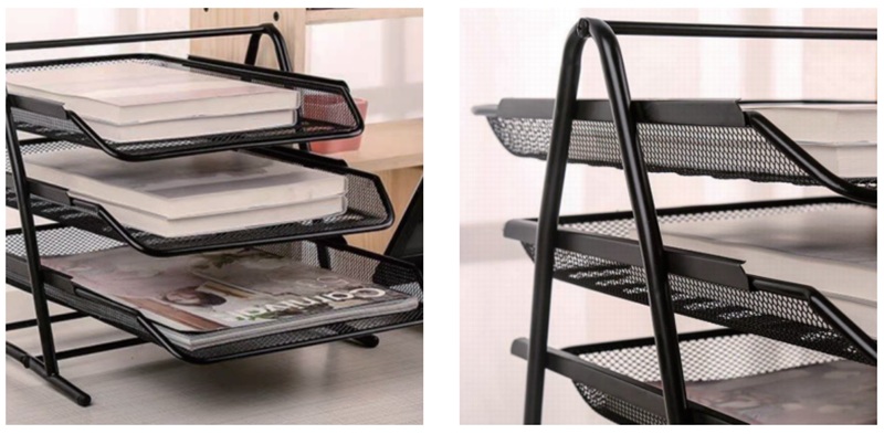 Лоток для бумаг и папок 3 секц. металл. сетчатый чёрный